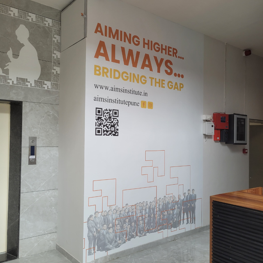 AIMS Institute Aiming Higher Always wall graphic