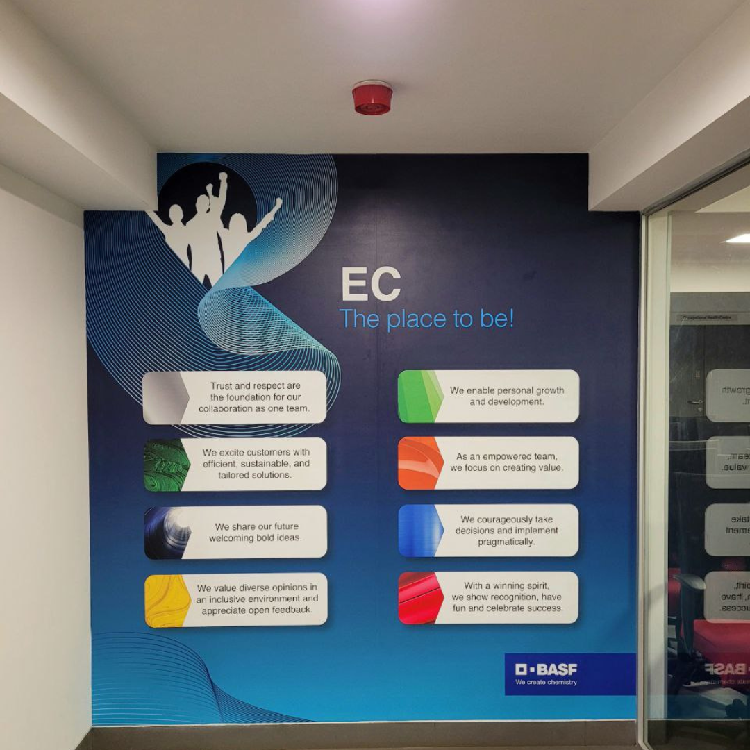 BASF workplace values wall