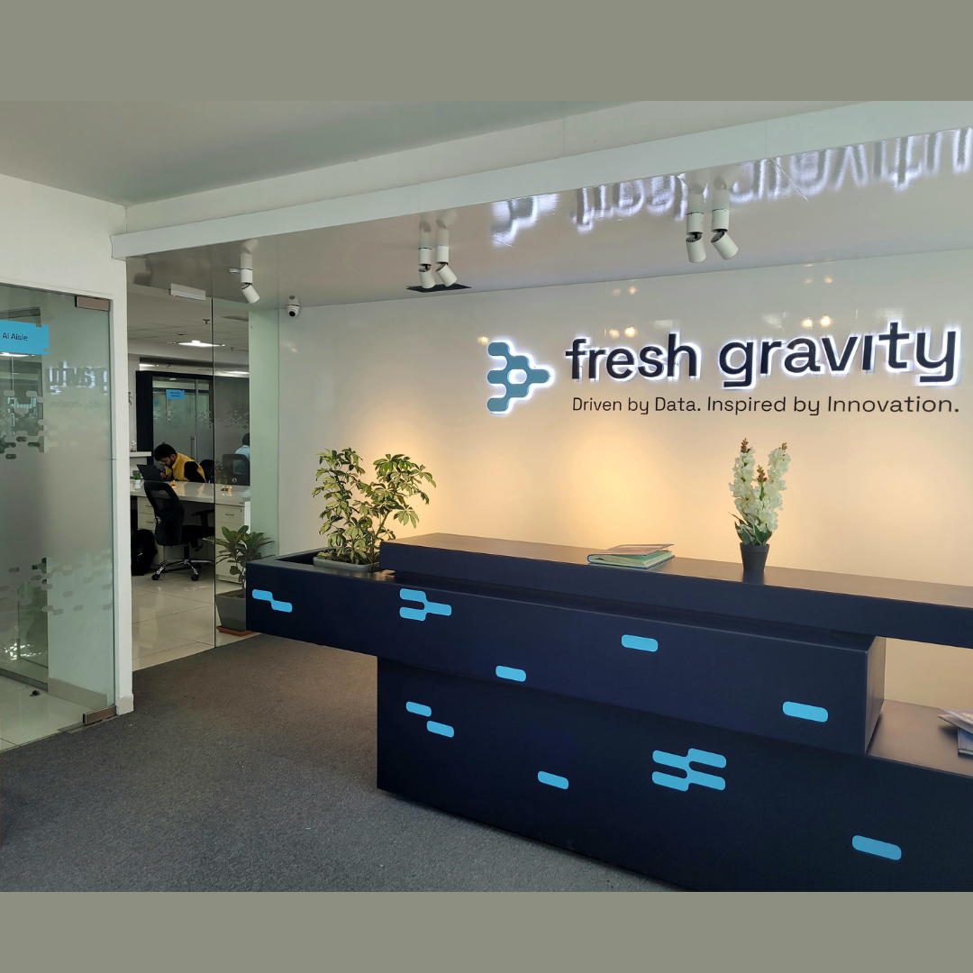 Fresh Gravity reception with illuminated logo