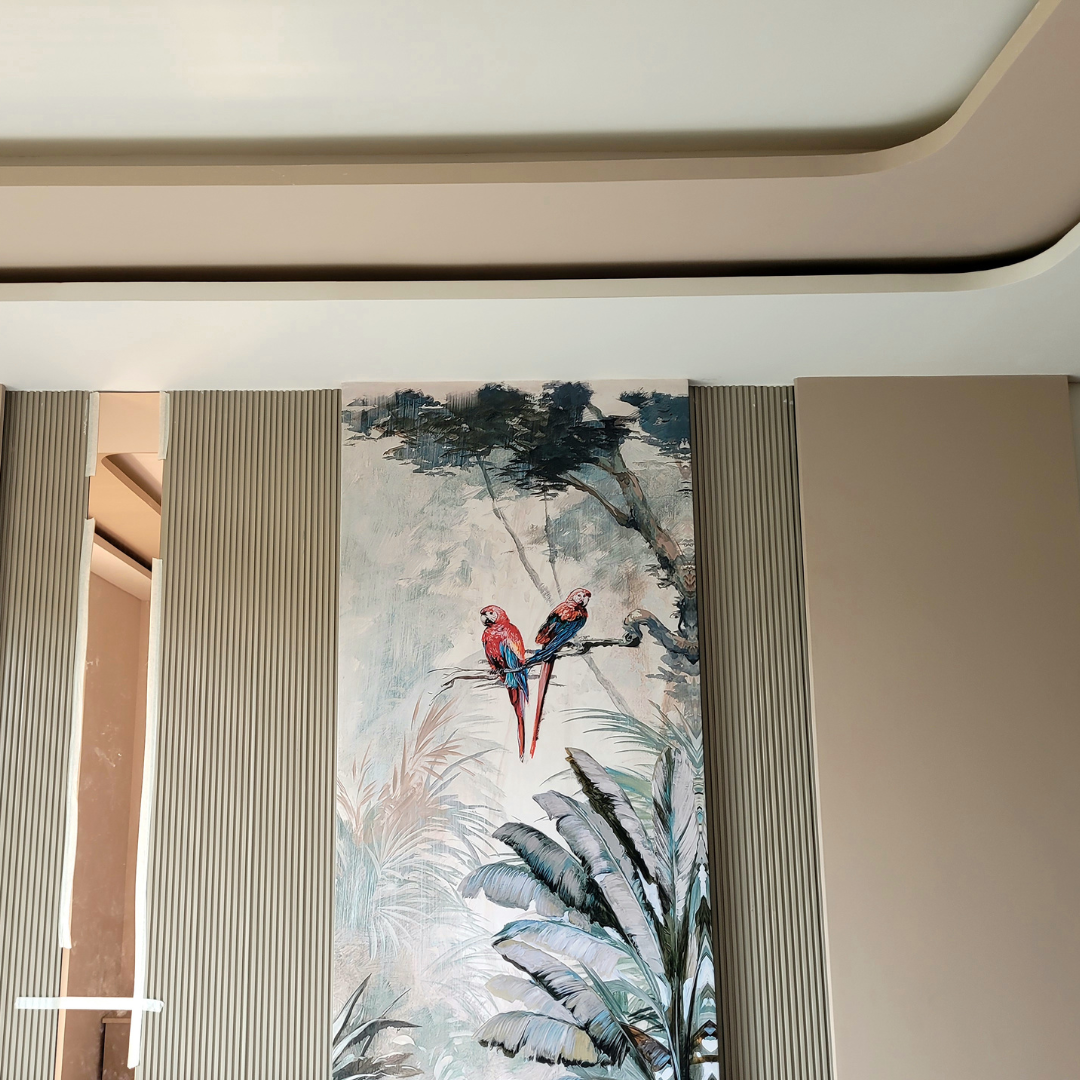 Bird artwork wallpaper feature wall